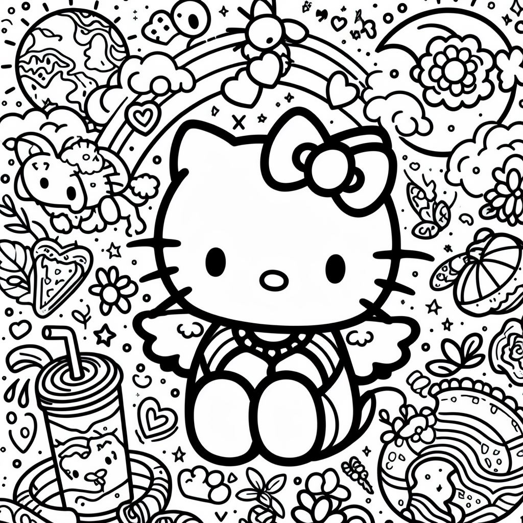 Dibujos Aesthetic de Hello Kitty para Colorear