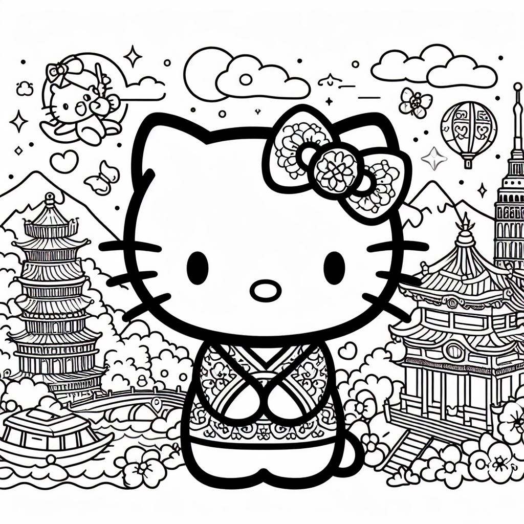 Dibujos estéticos de Hello Kitty para Colorear