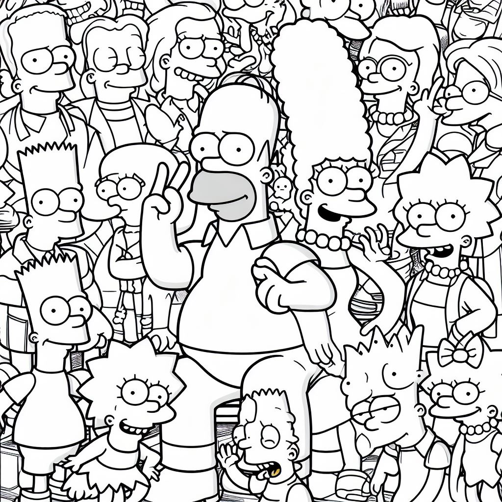 Dibujos de los Simpson para colorear: familia simpson 
