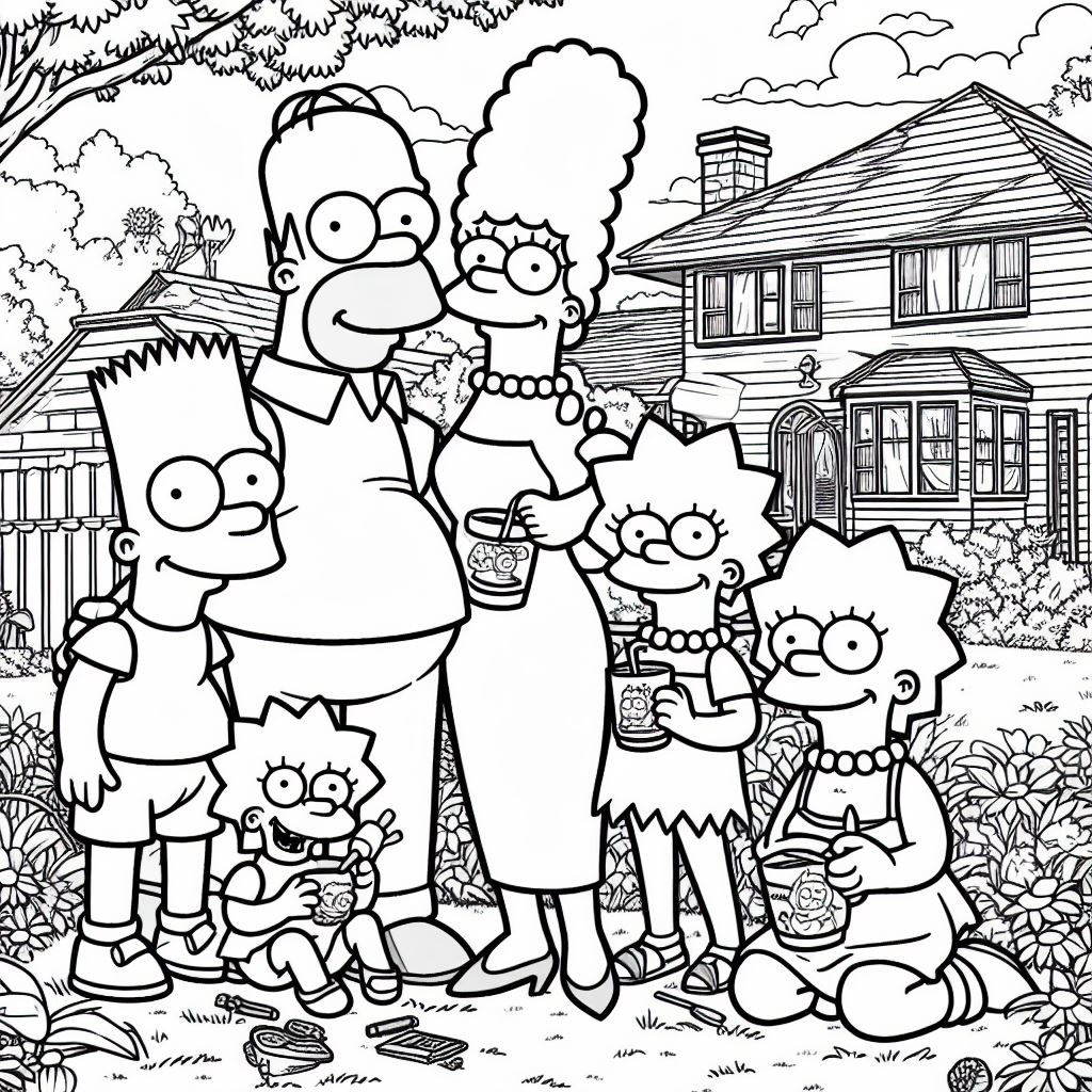 Dibujos de los Simpson para colorear: familia simpson 
