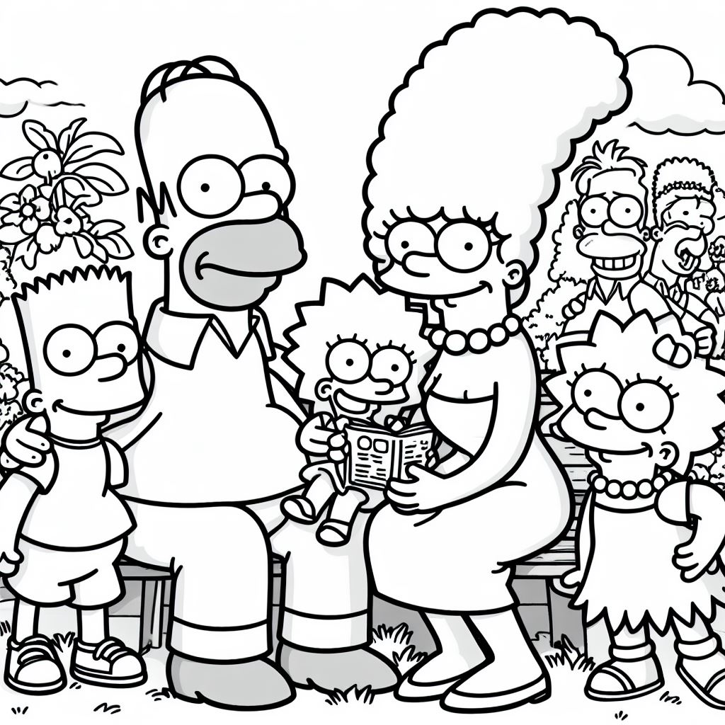Dibujos de los Simpson para colorear: familia simpson