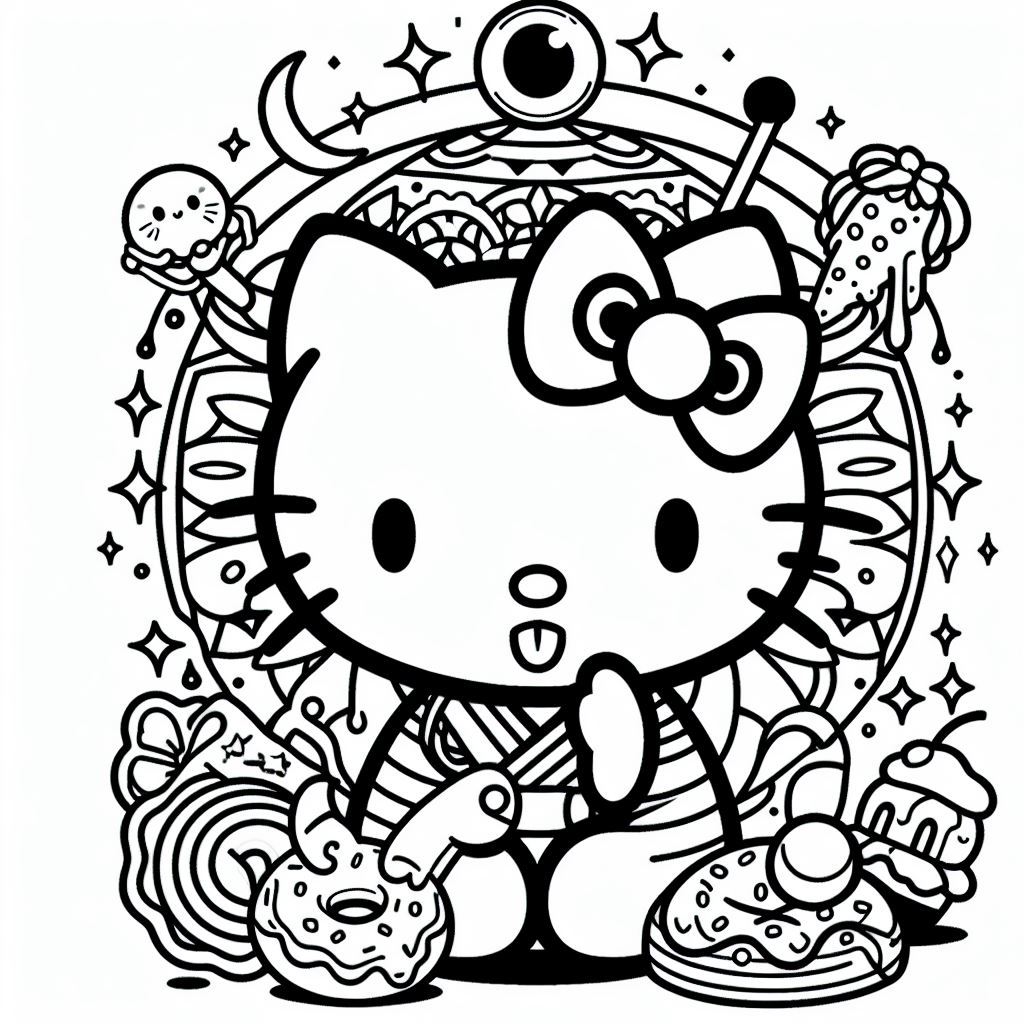 Dibujos estéticos de Hello Kitty para Colorear