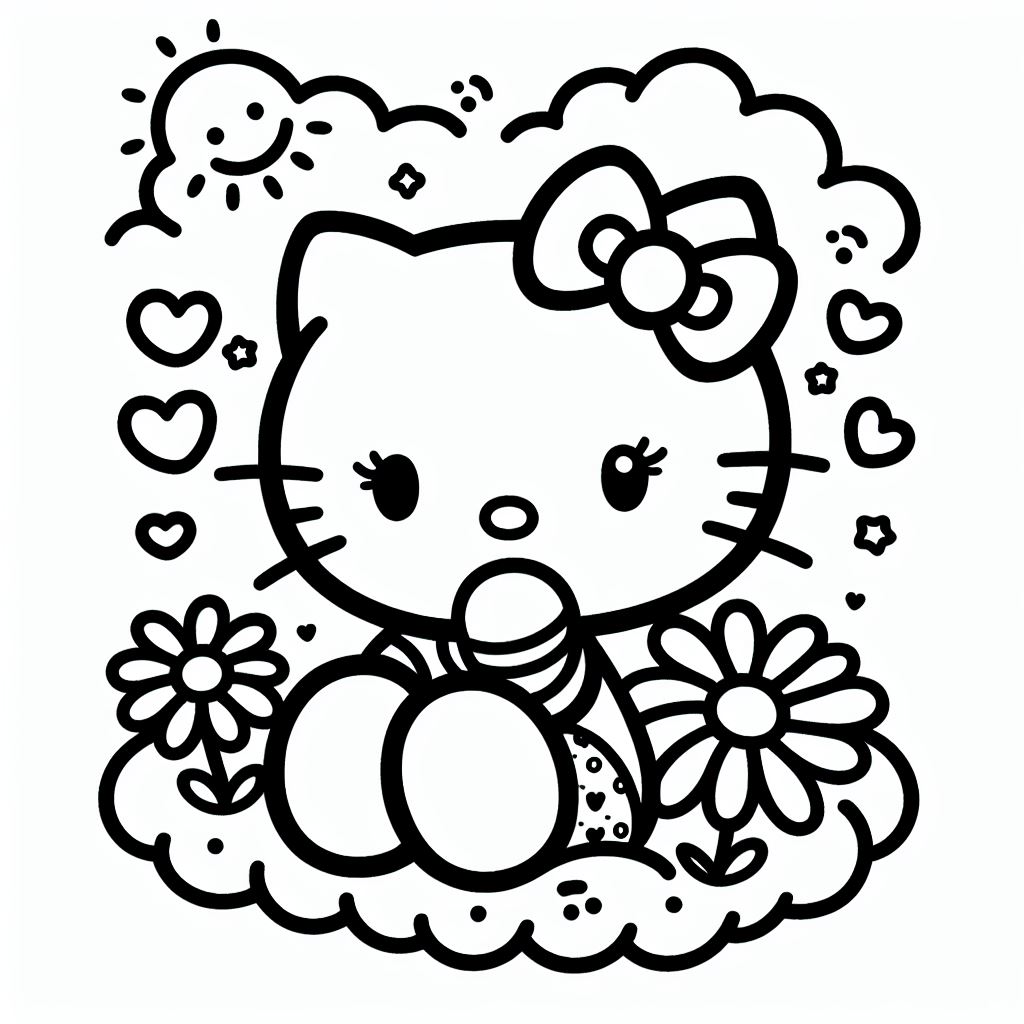Dibujos de Hello Kitty para Colorear Fáciles