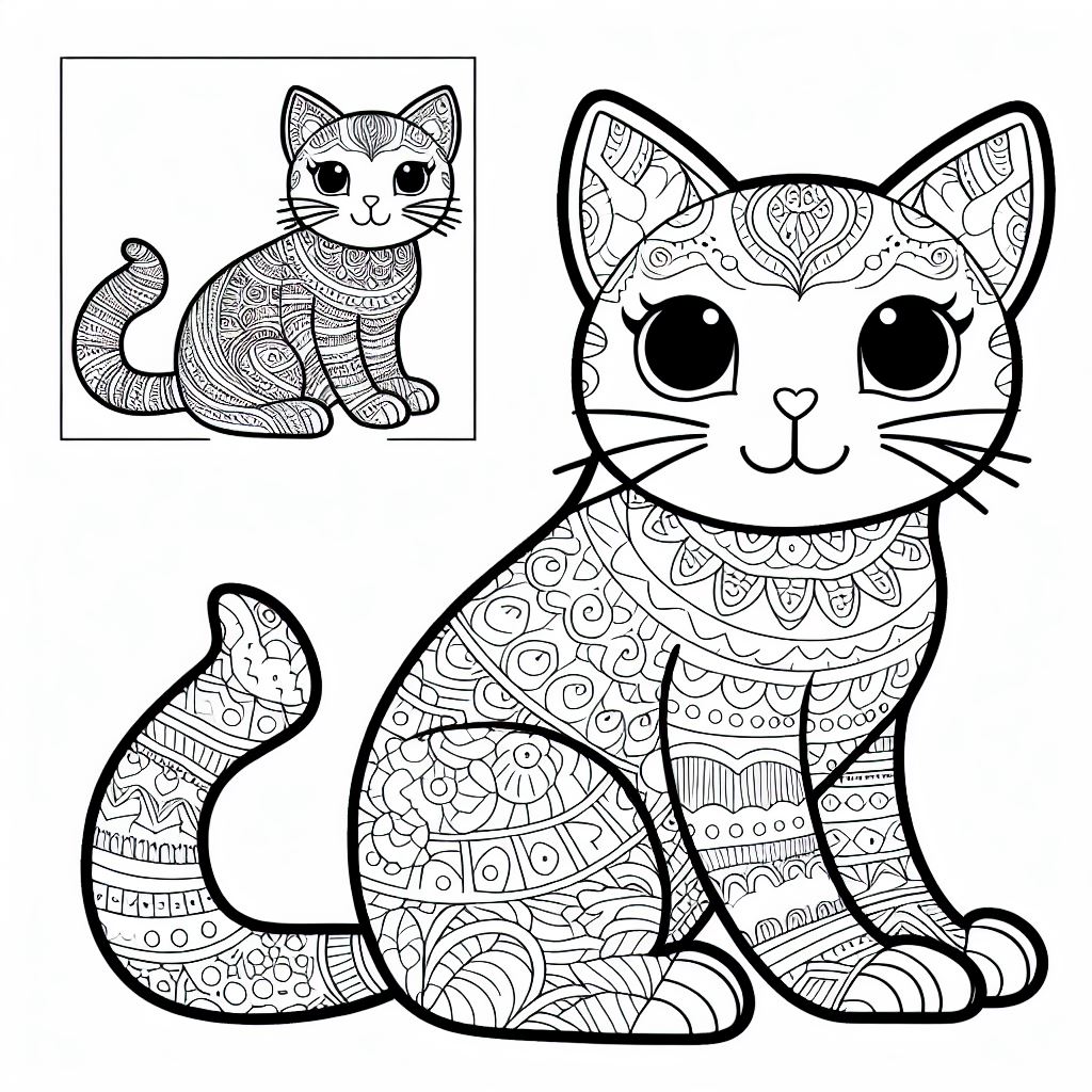 Dibujos de Gatos para colorear estilo mandala
