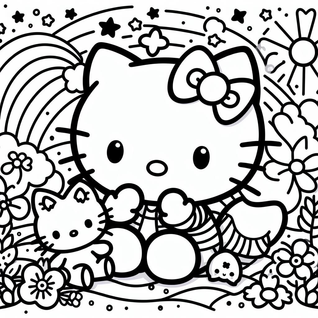 Dibujos de Hello Kitty para Colorear Fáciles