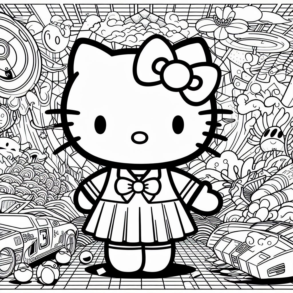 Dibujo estético de Hello Kitty para Colorear