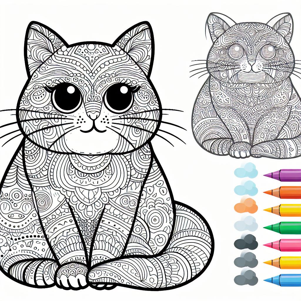 Dibujos de Gatos para colorear estilo mandala