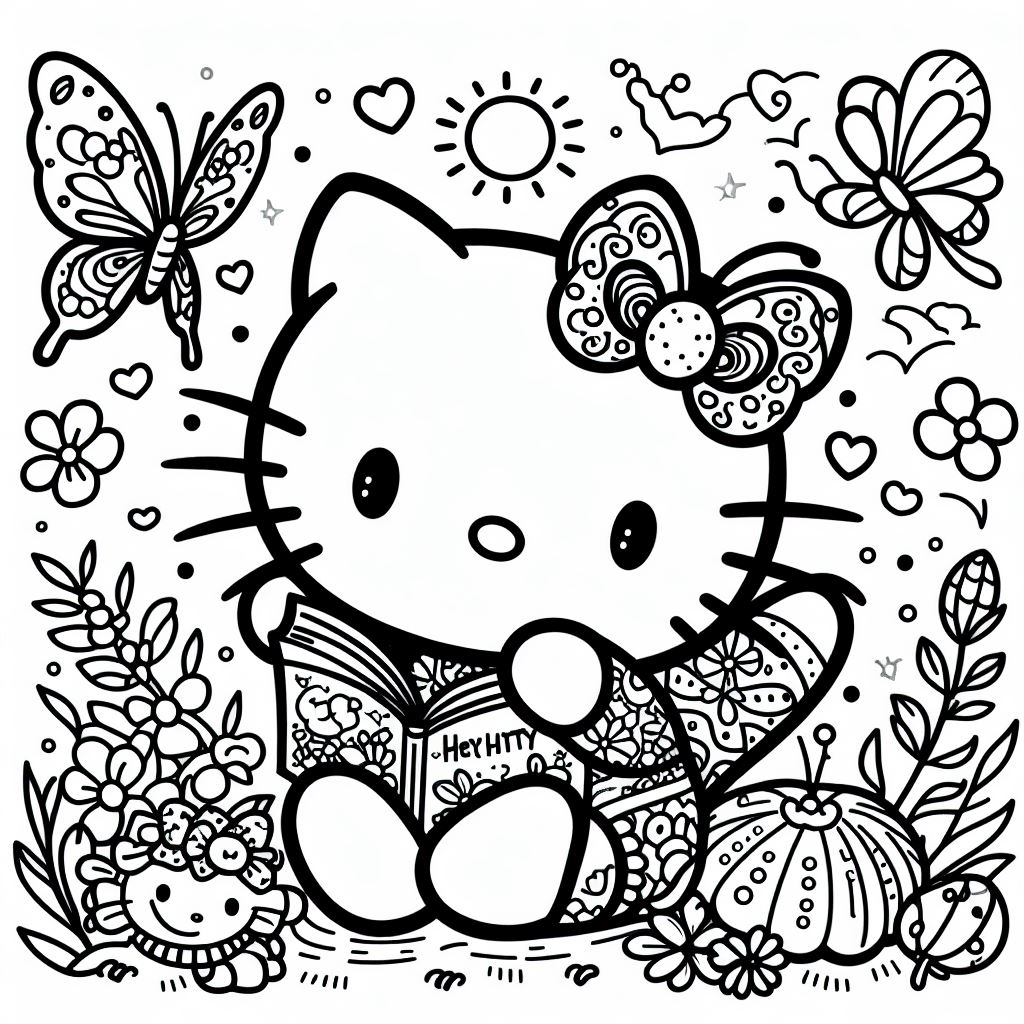 Dibujos Aesthetic de Hello Kitty para Colorear