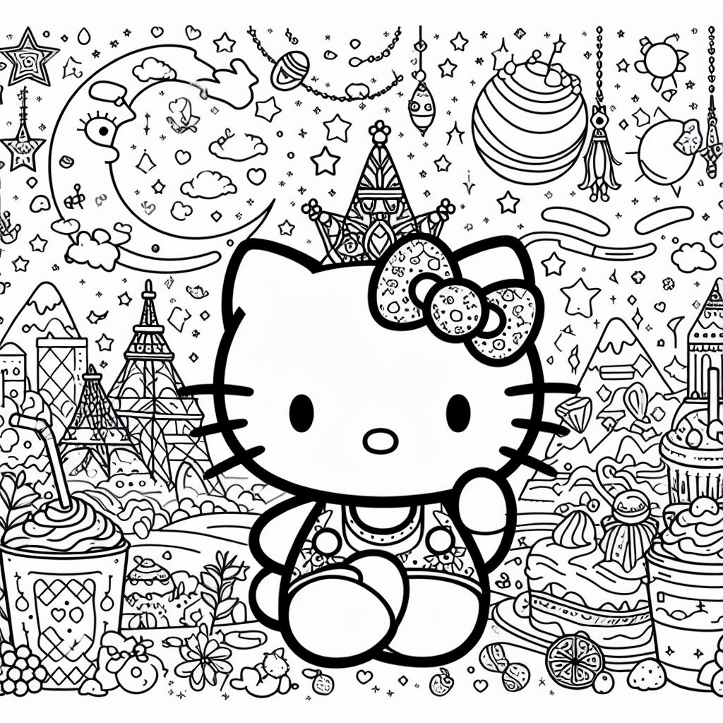 Dibujos estéticos de Hello Kitty para Colorear