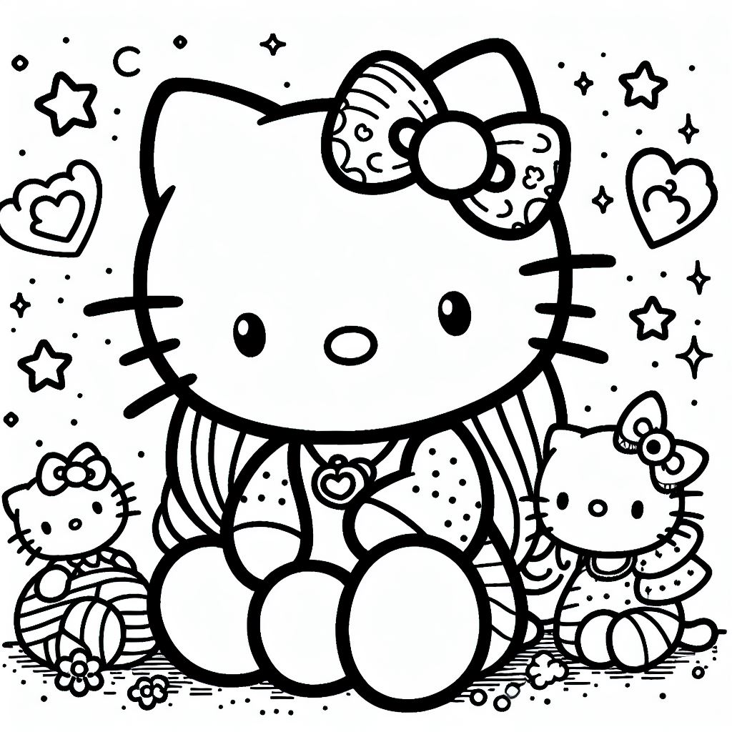 Dibujos de Hello Kitty para Colorear Fáciles