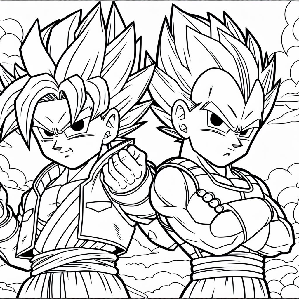 Dibujo de trunks y vegeta para colorear