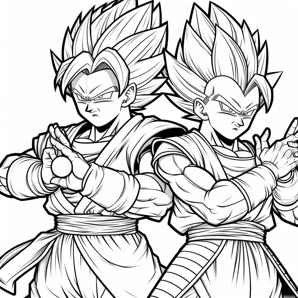 Dibujo de vegeta y goku para colorear
