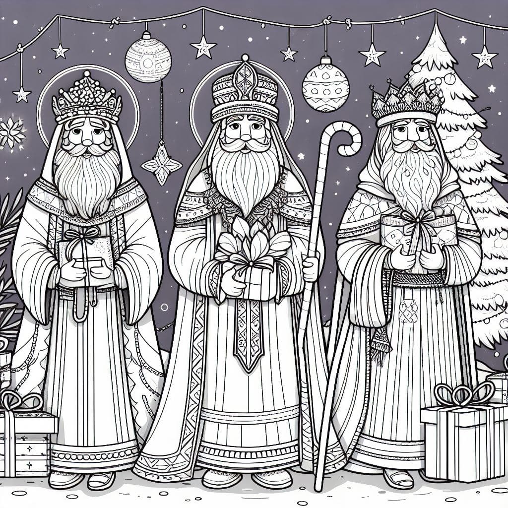 Los tres reyes magos para colorear