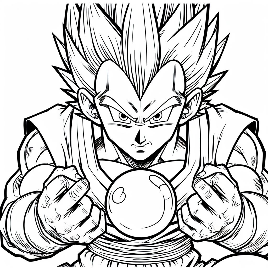 Dibujo de vegeta con bola mágica para colorear