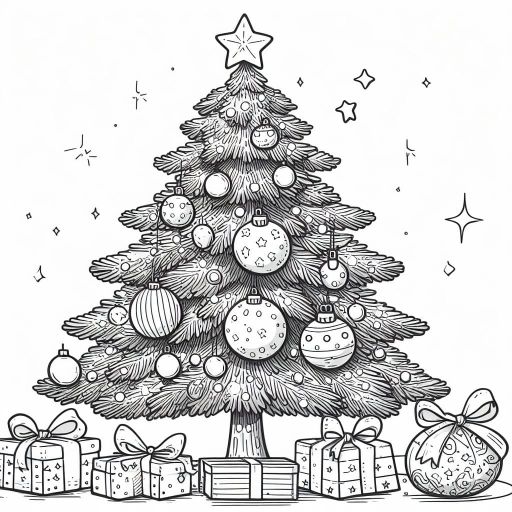 Dibujo de árbol de navidad para colorear