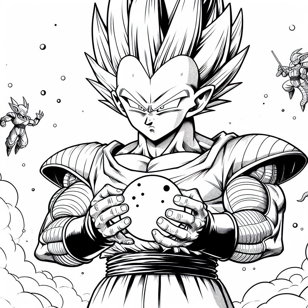 vegeta con bola mágica para pintar