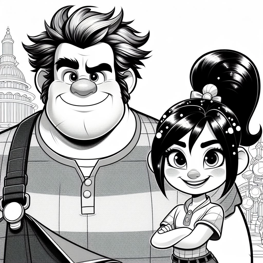 Imágenes de Rompe Ralph y Vanellope para colorear