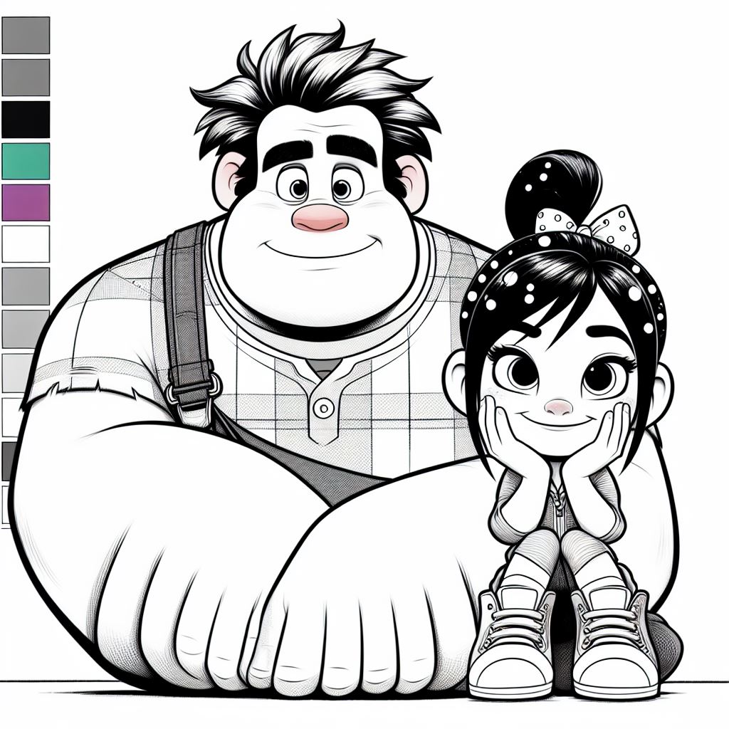 Dibujo de rompe ralph y vanellope para colorear