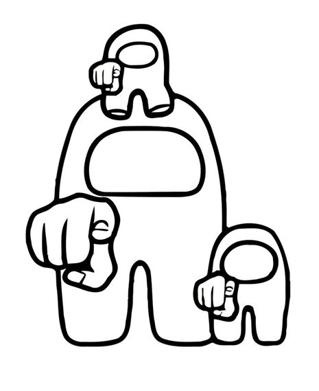Dibujos de Among Us para colorear señalando al impostor