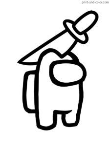 Dibujos de Among Us para colorear; Among Us asesinado con cuchillo