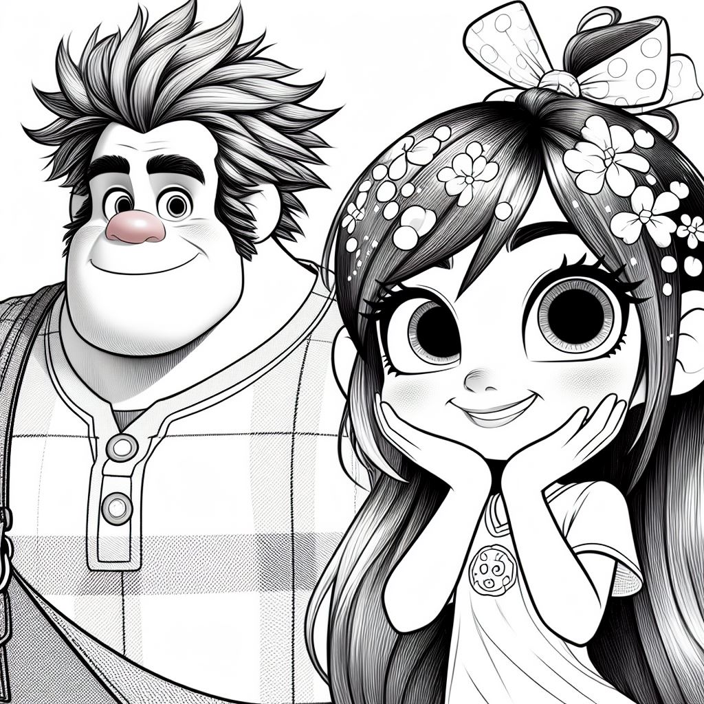Imagen de Rompe Ralph y Vanellope para pintar