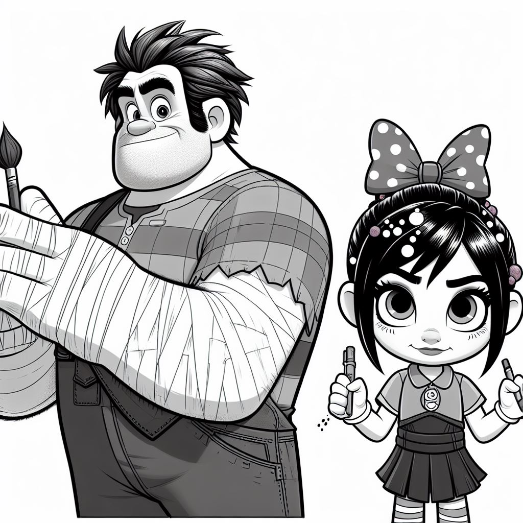 Imagen de Rompe Ralph y Vanellope para pintar