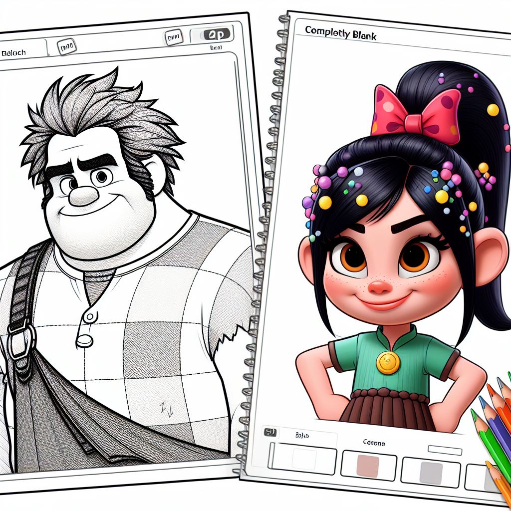 Imagen de Rompe Ralph y Vanellope para pintar