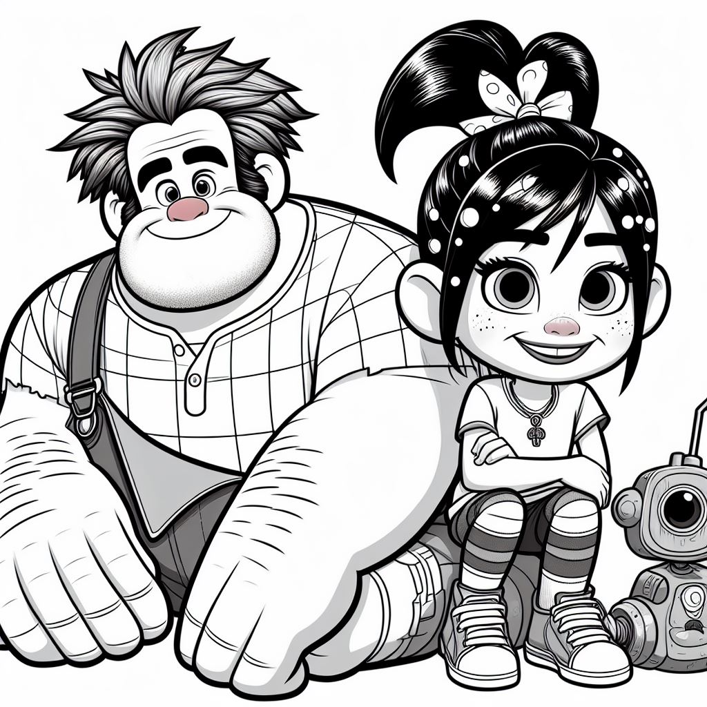 Imagen de Rompe Ralph y Vanellope para pintar