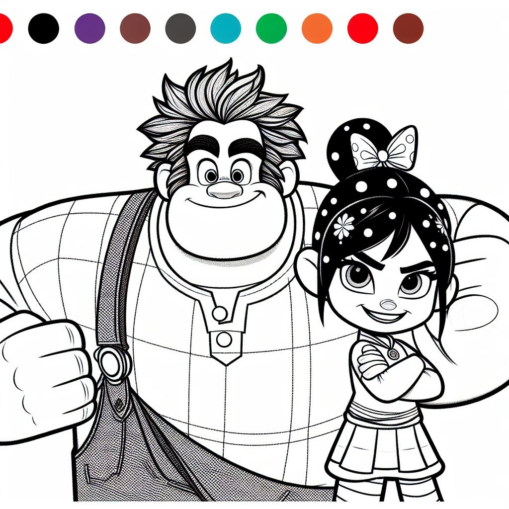 Imagen de Rompe Ralph y Vanellope para pintar