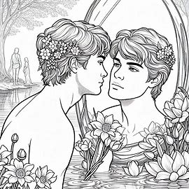 El mito de Narciso: origen, significado y moraleja 9 Dibujos para colorear sobre el mito de Narciso