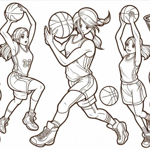 Dibujo de chicas jugando al baloncesto para colorear 3