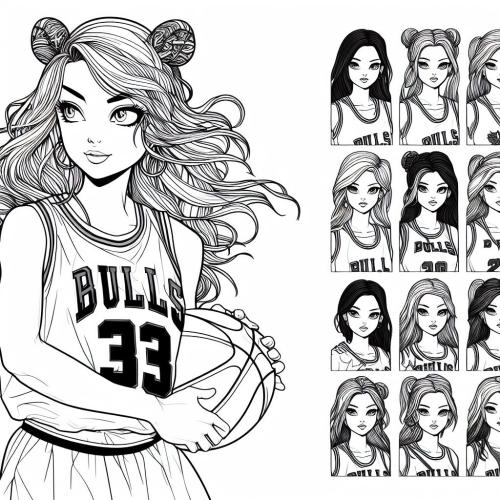 Dibujo de chica jugando al baloncesto para colorear