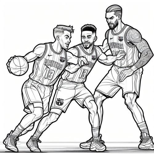 Dibujo de chicos jugando al baloncesto para colorear 43