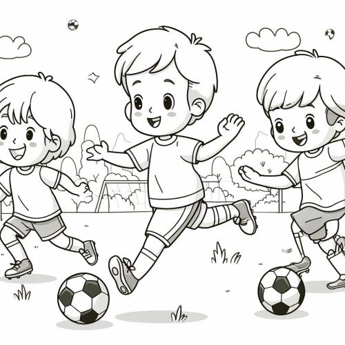 niños jugando al fútbol para pintar